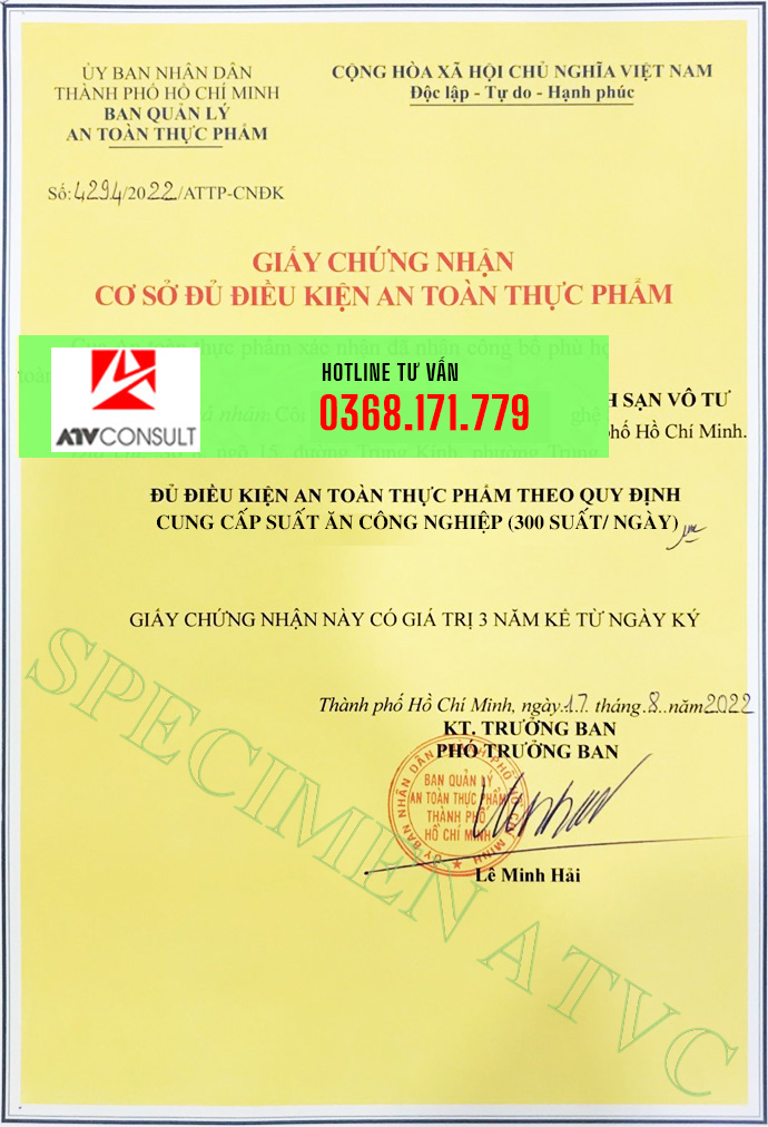 dịch vụ giấy phép vệ sinh an toàn thực phẩm